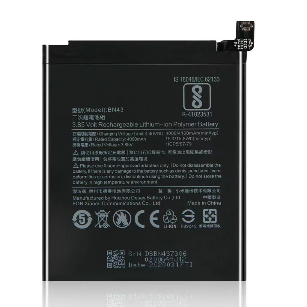 Factory Wholesale 4100mAh 3.85V Xiaomi redmi note4x BN43 Battery