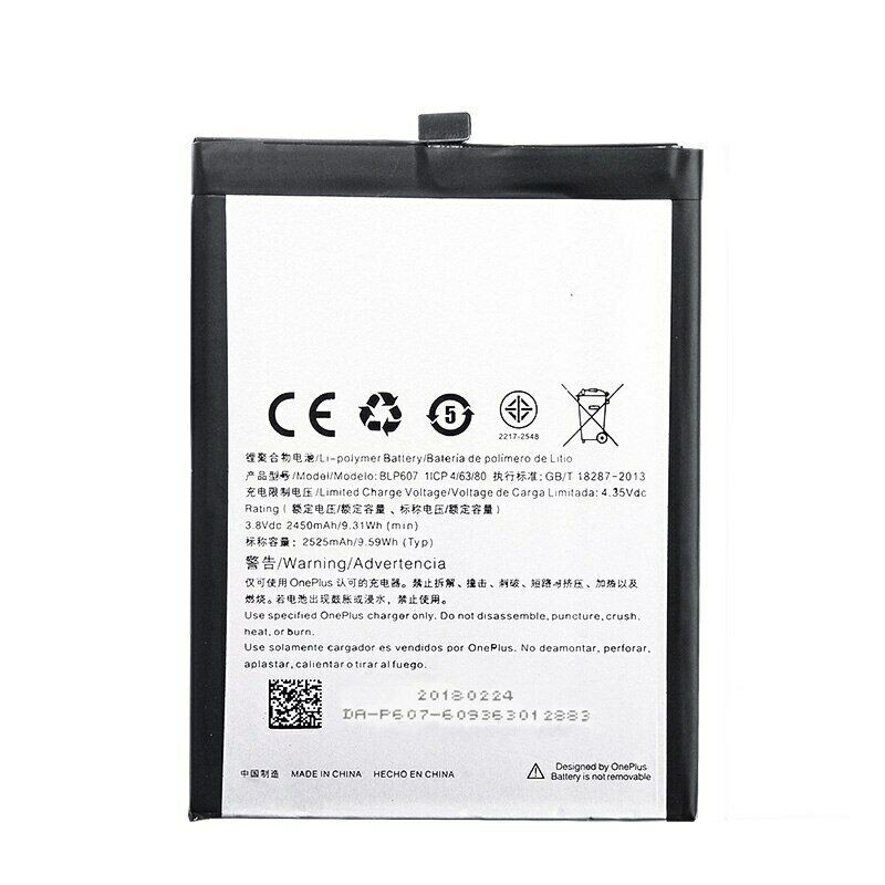 Factory Wholesale 2525mAh 3.8V Mobile Phone Battery For One Plus X BLP607