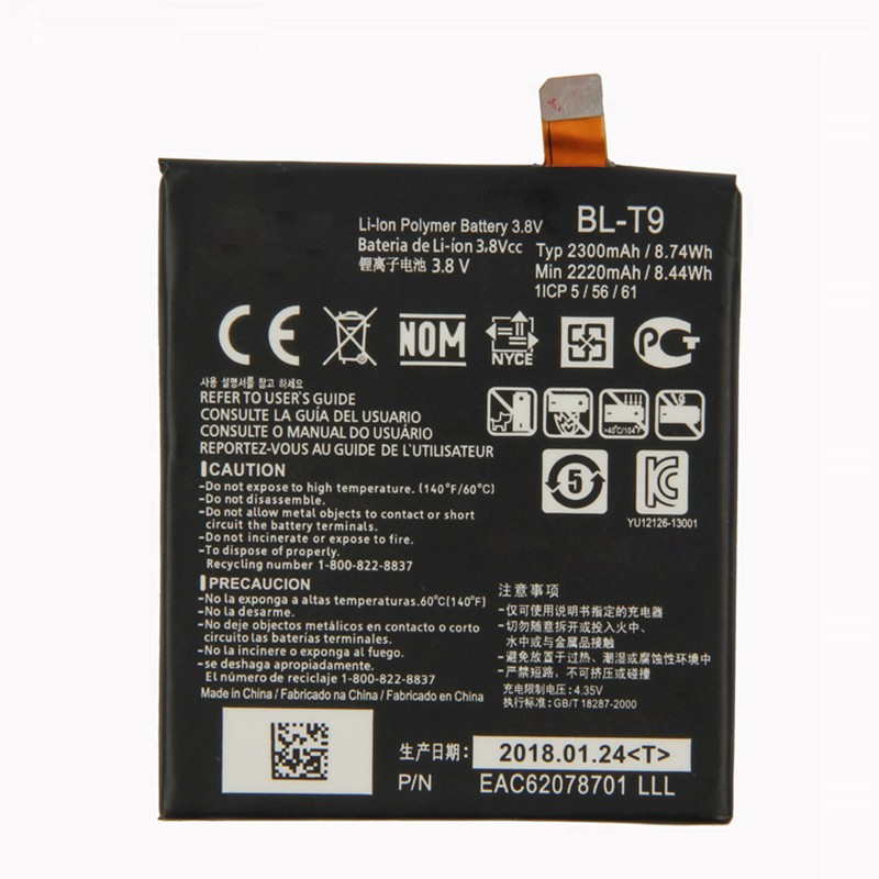 100% oem Wholesale 2300mAh Battery BL-T9 For LG Nexus 5 E980 Nexus G D820 D821