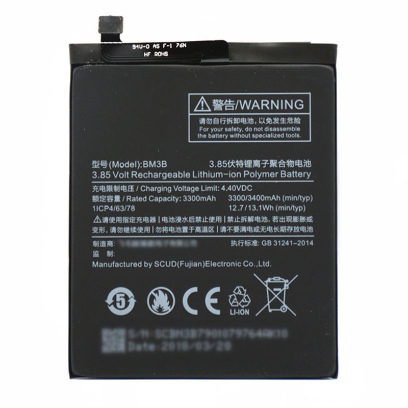 Manufacturer Supply 3400mAh 3.85V Replacement Battery BM3B For Xiaomi Mi Mix 2