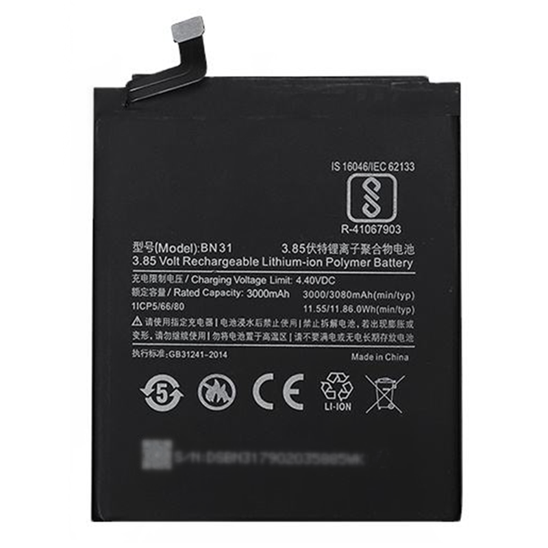 Wholesale 3080mAh 3.85V BN31 Cell Phone Battery For Xiaomi Mi5A X S2