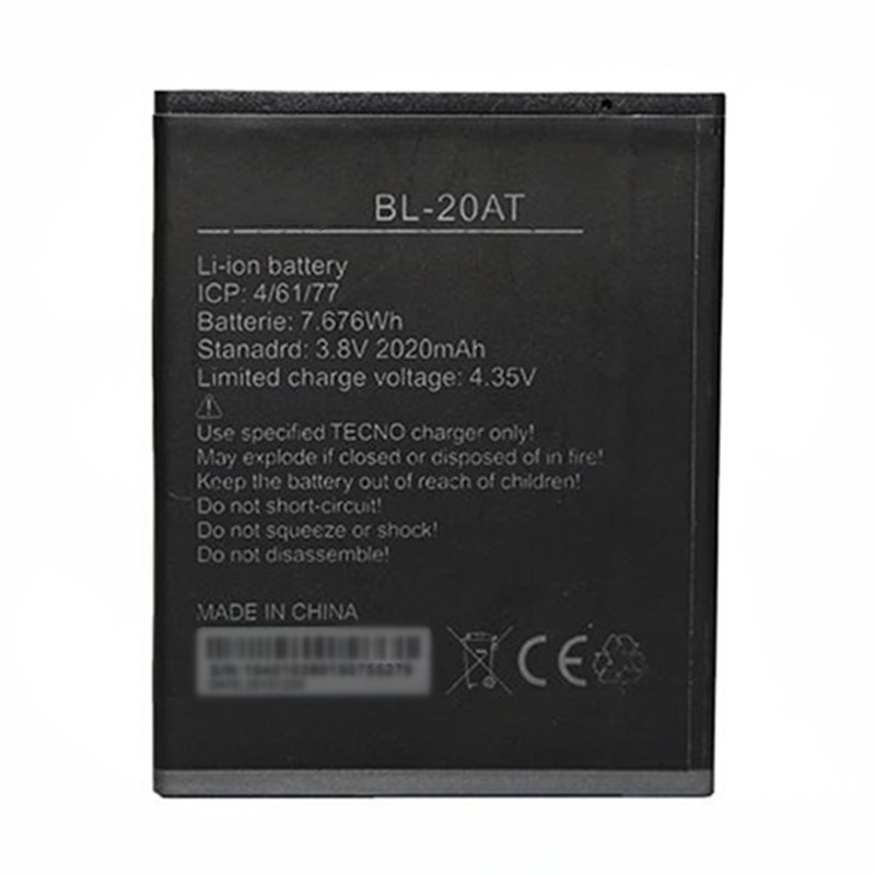 China Manufacturer Cell Phone Battery For Tecno BL_20AT 2020mAh 3.8V AAA Quality